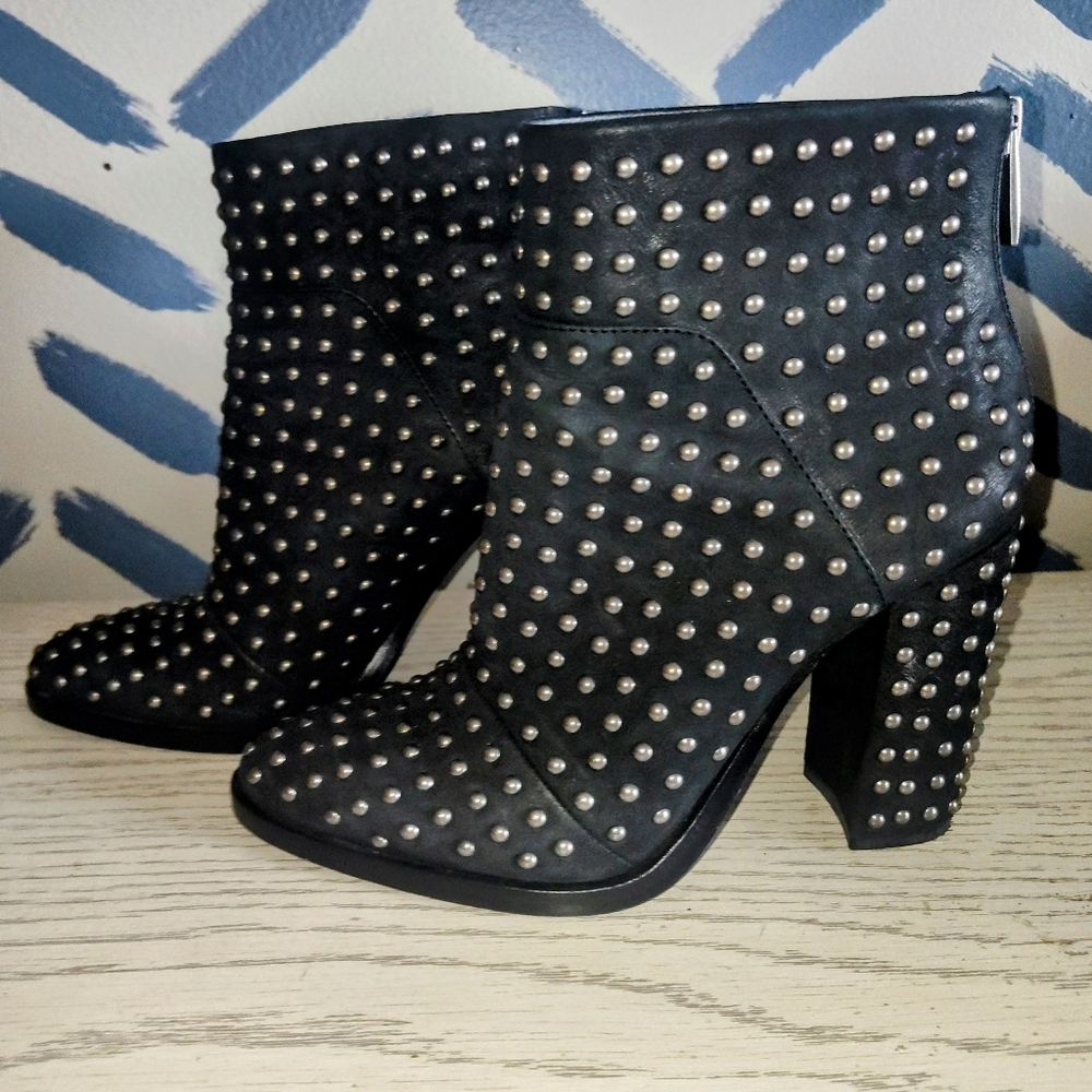 Mercer Edit Full Monty Black Silver Studded Bootie Size 6